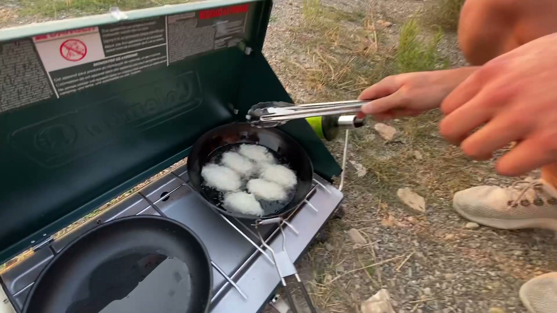 Camping gear in a car trunk